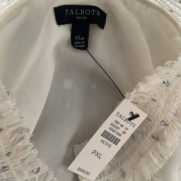 Talbots Smocked Cheerful Dots Top Petite PXL - Picture 8 of 8